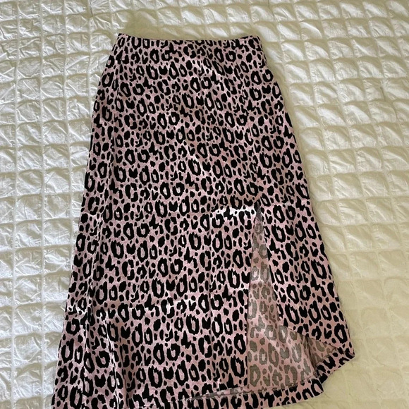 Maje pink leopard jipanta open slit midi skirt - Picture 6 of 15